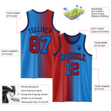 Load image into Gallery viewer, Custom Powder Blue Red-Navy Authentic Gradient Fashion Basketball Jersey