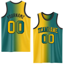 Load image into Gallery viewer, Custom Teal Yellow-Black Authentic Gradient Fashion Basketball Jersey