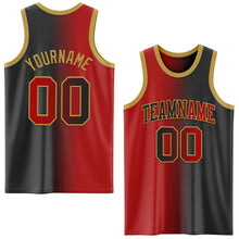 Load image into Gallery viewer, Custom Black Red-Old Gold Authentic Gradient Fashion Basketball Jersey