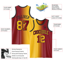 Load image into Gallery viewer, Custom Maroon Gold-Black Authentic Gradient Fashion Basketball Jersey