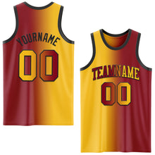 Load image into Gallery viewer, Custom Maroon Gold-Black Authentic Gradient Fashion Basketball Jersey