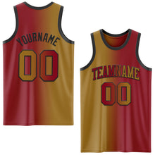 Load image into Gallery viewer, Custom Maroon Old Gold-Black Authentic Gradient Fashion Basketball Jersey