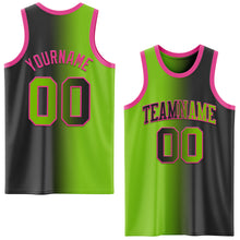 Load image into Gallery viewer, Custom Black Neon Green-Pink Authentic Gradient Fashion Basketball Jersey