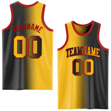Load image into Gallery viewer, Custom Black Gold-Red Authentic Gradient Fashion Basketball Jersey