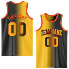 Load image into Gallery viewer, Custom Black Gold-Orange Authentic Gradient Fashion Basketball Jersey