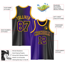 Load image into Gallery viewer, Custom Black Purple-Gold Authentic Gradient Fashion Basketball Jersey