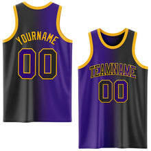 Load image into Gallery viewer, Custom Black Purple-Gold Authentic Gradient Fashion Basketball Jersey