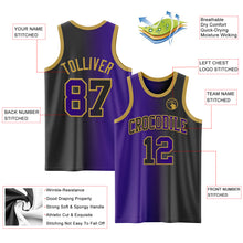 Load image into Gallery viewer, Custom Black Purple-Old Gold Authentic Gradient Fashion Basketball Jersey