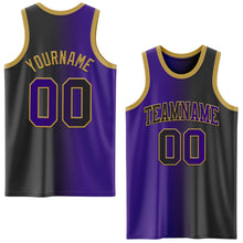 Load image into Gallery viewer, Custom Black Purple-Old Gold Authentic Gradient Fashion Basketball Jersey