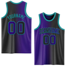 Load image into Gallery viewer, Custom Black Purple-Teal Authentic Gradient Fashion Basketball Jersey