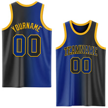 Load image into Gallery viewer, Custom Black Royal-Gold Authentic Gradient Fashion Basketball Jersey