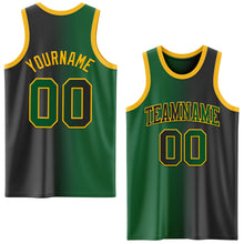 Load image into Gallery viewer, Custom Black Kelly Green-Gold Authentic Gradient Fashion Basketball Jersey