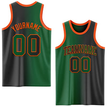 Load image into Gallery viewer, Custom Black Kelly Green-Orange Authentic Gradient Fashion Basketball Jersey