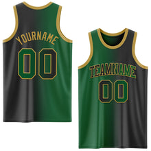 Load image into Gallery viewer, Custom Black Kelly Green-Old Gold Authentic Gradient Fashion Basketball Jersey