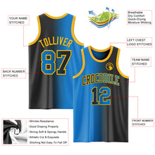 Load image into Gallery viewer, Custom Black Powder Blue-Gold Authentic Gradient Fashion Basketball Jersey