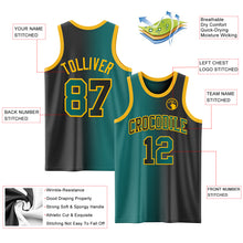 Load image into Gallery viewer, Custom Black Teal-Gold Authentic Gradient Fashion Basketball Jersey