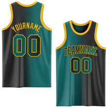 Load image into Gallery viewer, Custom Black Teal-Gold Authentic Gradient Fashion Basketball Jersey