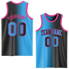 Load image into Gallery viewer, Custom Black Sky Blue-Pink Authentic Gradient Fashion Basketball Jersey