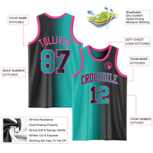 Load image into Gallery viewer, Custom Black Aqua-Pink Authentic Gradient Fashion Basketball Jersey