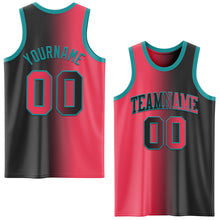 Load image into Gallery viewer, Custom Black Neon Pink-Teal Authentic Gradient Fashion Basketball Jersey