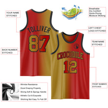 Load image into Gallery viewer, Custom Red Old Gold-Black Authentic Gradient Fashion Basketball Jersey