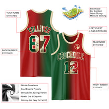 Load image into Gallery viewer, Custom Red Vintage Mexican Flag Kelly Green-Cream Authentic Gradient Fashion Basketball Jersey