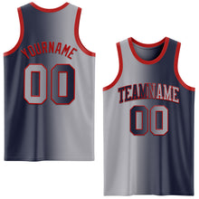 Load image into Gallery viewer, Custom Navy Gray-Red Authentic Gradient Fashion Basketball Jersey