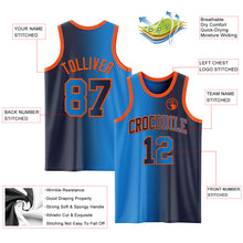 Load image into Gallery viewer, Custom Navy Powder Blue-Orange Authentic Gradient Fashion Basketball Jersey