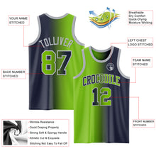 Load image into Gallery viewer, Custom Navy Neon Green-Gray Authentic Gradient Fashion Basketball Jersey