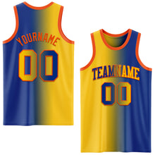 Load image into Gallery viewer, Custom Royal Yellow-Orange Authentic Gradient Fashion Basketball Jersey