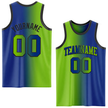 Load image into Gallery viewer, Custom Royal Neon Green-Black Authentic Gradient Fashion Basketball Jersey