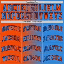 Load image into Gallery viewer, Custom Powder Blue Orange-Navy Authentic Gradient Fashion Basketball Jersey