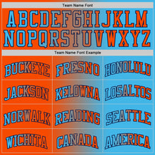 Load image into Gallery viewer, Custom Sky Blue Orange-Navy Authentic Gradient Fashion Basketball Jersey