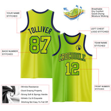 Load image into Gallery viewer, Custom Neon Yellow Neon Green-Navy Authentic Gradient Fashion Basketball Jersey