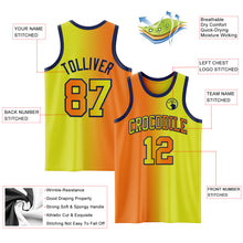 Load image into Gallery viewer, Custom Neon Yellow Bay Orange-Navy Authentic Gradient Fashion Basketball Jersey