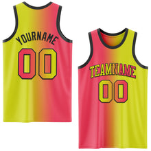 Load image into Gallery viewer, Custom Neon Yellow Neon Pink-Black Authentic Gradient Fashion Basketball Jersey