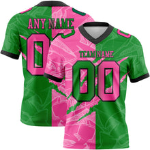 Load image into Gallery viewer, Custom Grass Green Pink-Black Mesh Authentic Gradient Fashion Scratch Football Jersey
