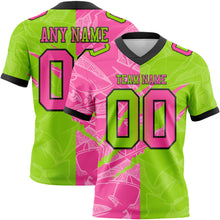 Load image into Gallery viewer, Custom Neon Green Pink-Black Mesh Authentic Gradient Fashion Scratch Football Jersey