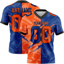 Load image into Gallery viewer, Custom Royal Orange-Black Mesh Authentic Gradient Fashion Scratch Football Jersey