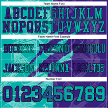 Load image into Gallery viewer, Custom Purple Aqua-Black Mesh Authentic Gradient Fashion Scratch Football Jersey