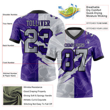 Load image into Gallery viewer, Custom Purple Gray-Black Mesh Authentic Gradient Fashion Scratch Football Jersey
