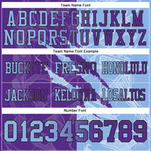 Load image into Gallery viewer, Custom Purple Light Blue-Black Mesh Authentic Gradient Fashion Scratch Football Jersey