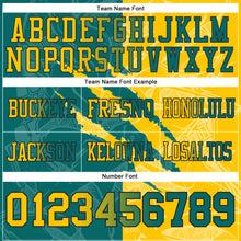 Load image into Gallery viewer, Custom Teal Yellow-Black Mesh Authentic Gradient Fashion Scratch Football Jersey