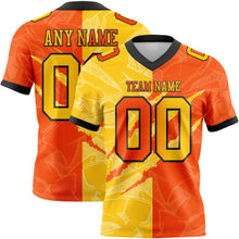 Load image into Gallery viewer, Custom Orange Yellow-Black Mesh Authentic Gradient Fashion Scratch Football Jersey