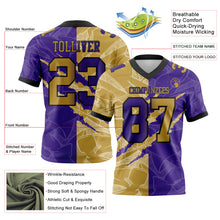 Load image into Gallery viewer, Custom Purple Old Gold-Black Mesh Authentic Gradient Fashion Scratch Football Jersey