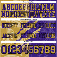 Load image into Gallery viewer, Custom Purple Old Gold-Black Mesh Authentic Gradient Fashion Scratch Football Jersey