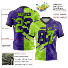 Load image into Gallery viewer, Custom Purple Neon Green-Black Mesh Authentic Gradient Fashion Scratch Football Jersey