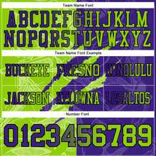 Load image into Gallery viewer, Custom Purple Neon Green-Black Mesh Authentic Gradient Fashion Scratch Football Jersey