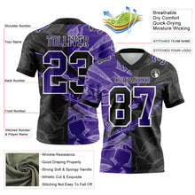 Load image into Gallery viewer, Custom Black Purple-White Mesh Authentic Gradient Fashion Scratch Football Jersey