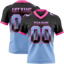 Load image into Gallery viewer, Custom Black Light Blue-Pink Mesh Authentic Gradient Square Shape Flag Football Jersey